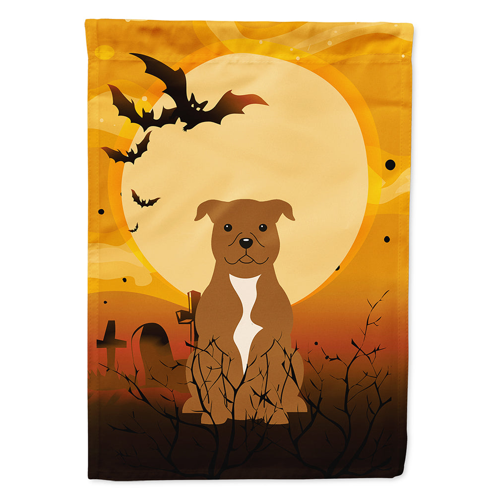 Halloween Staffordshire Bull Terrier Brown House Flag 28x40 Porch Sleeve Pole Decorative Outside Yard Banner Artwork Wall Hanging, Polyester