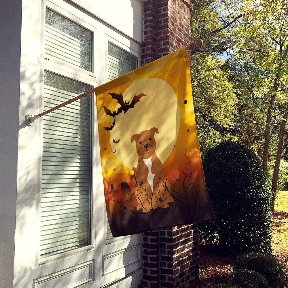 Halloween Staffordshire Bull Terrier Brown House Flag 28x40 Porch Sleeve Pole Decorative Outside Yard Banner Artwork Wall Hanging, Polyester