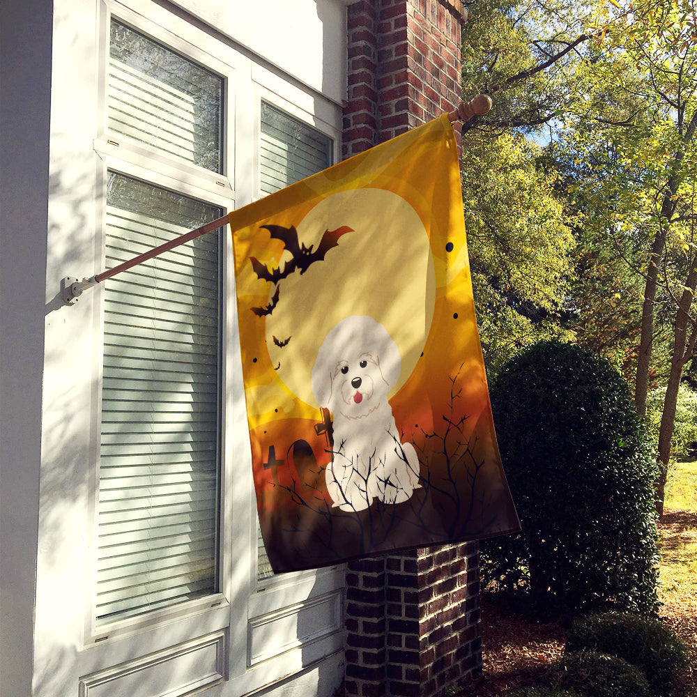 Halloween Bichon Frise House Flag 28x40 Porch Sleeve Pole Decorative Outside Yard Banner Artwork Wall Hanging, Polyester