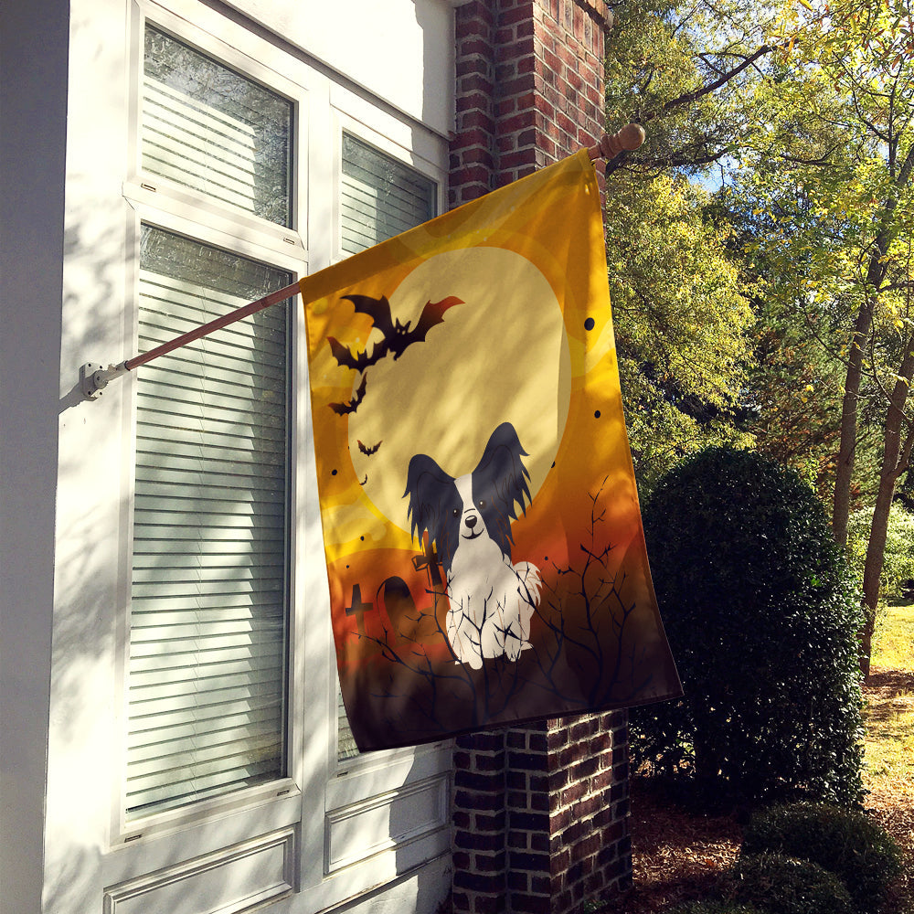 Halloween Papillon Black White House Flag 28x40 Porch Sleeve Pole Decorative Outside Yard Banner Artwork Wall Hanging, Polyester