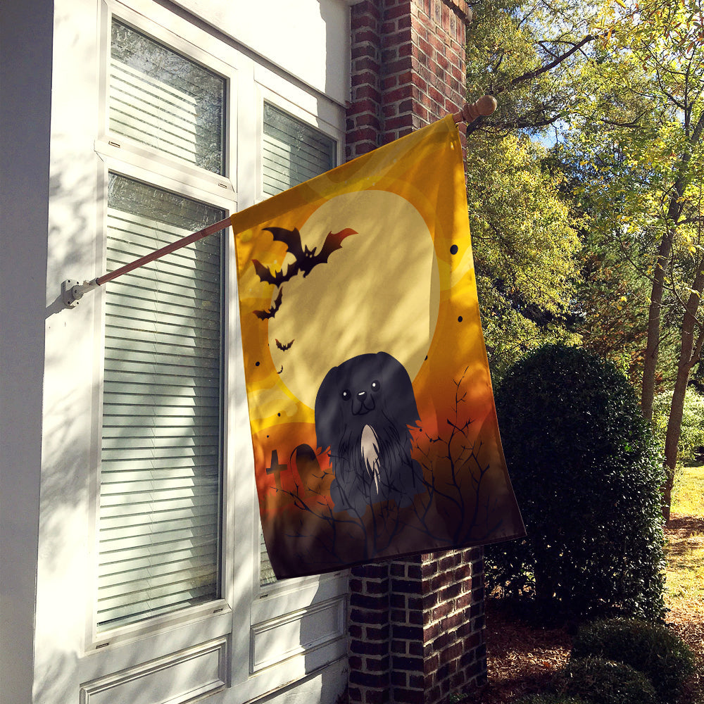 Halloween Pekingese Black House Flag 28x40 Porch Sleeve Pole Decorative Outside Yard Banner Artwork Wall Hanging, Polyester