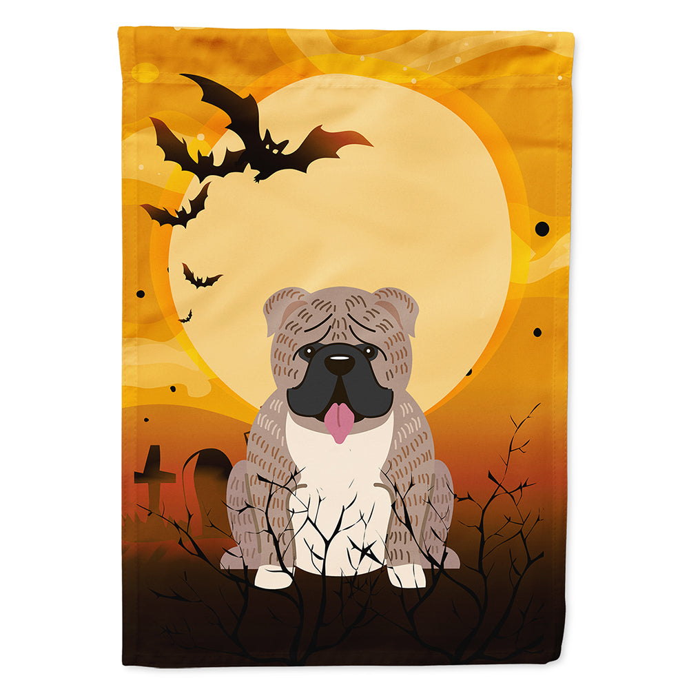 Halloween English Bulldog Grey Brindle  House Flag 28x40 Porch Sleeve Pole Decorative Outside Yard Banner Artwork Wall Hanging, Polyester