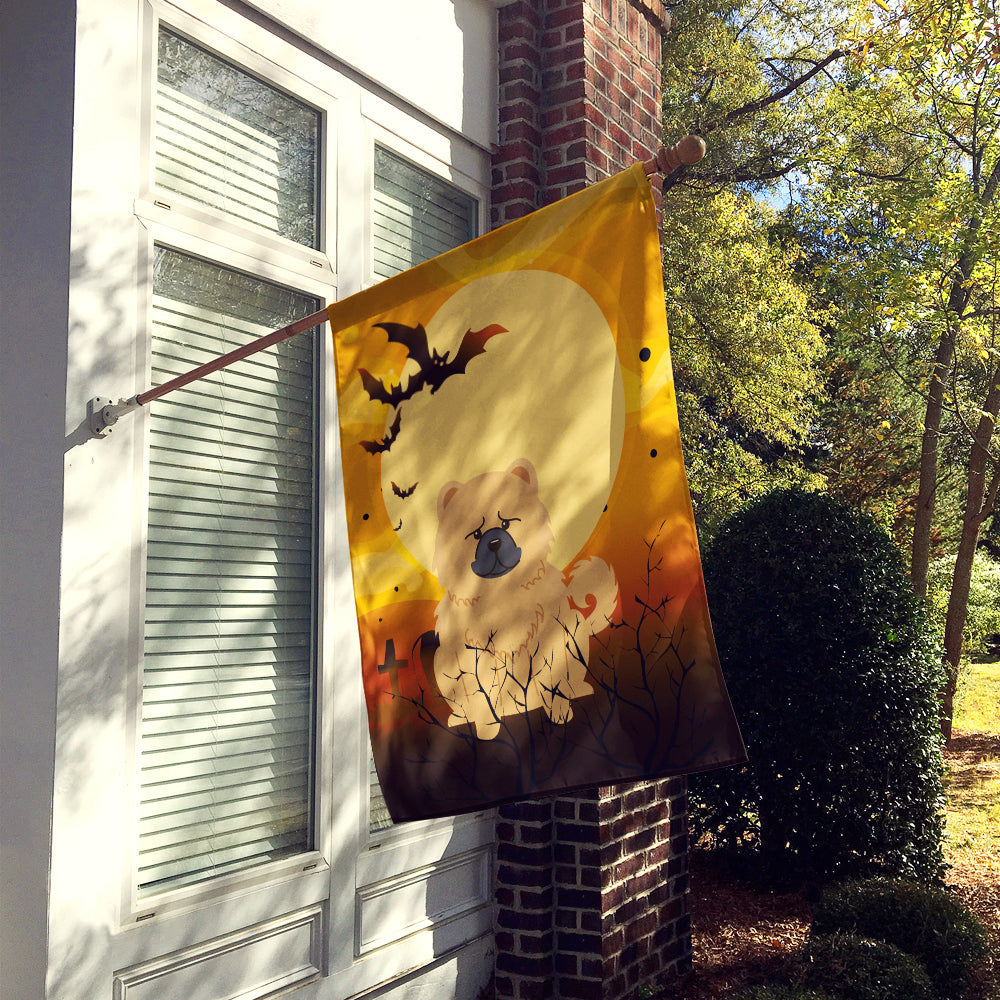 Halloween Chow Chow Cream House Flag 28x40 Porch Sleeve Pole Decorative Outside Yard Banner Artwork Wall Hanging, Polyester