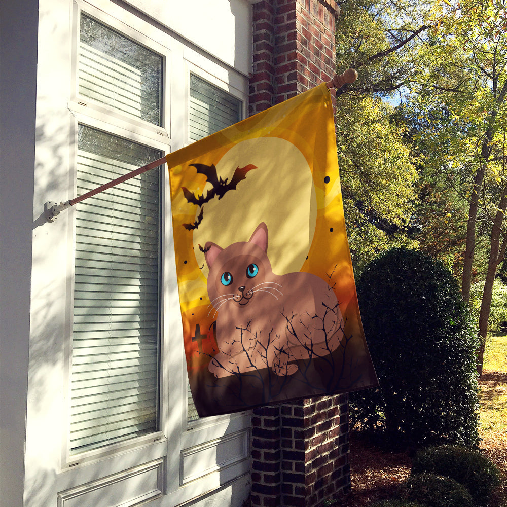 Halloween Tonkinese Cat House Flag 28x40 Porch Sleeve Pole Decorative Outside Yard Banner Artwork Wall Hanging, Polyester