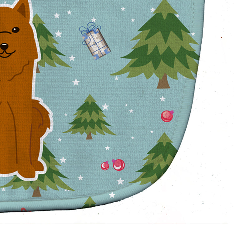 Christmas Karelian Bear Dog Baby Bib Easy-Clean Baby Bib Baby Feeding Accessory Baby Mealtime Essential, 10 x 13, Multicolor
