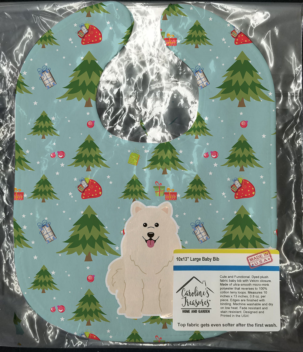 Christmas Samoyed Baby Bib Easy-Clean Baby Bib Baby Feeding Accessory Baby Mealtime Essential, 10 x 13, Multicolor