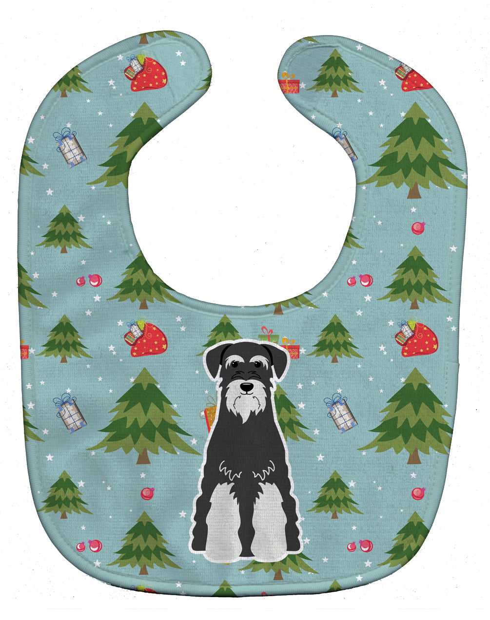 Christmas Standard Schnauzer Salt and Pepper Baby Bib Easy-Clean Baby Bib Baby Feeding Accessory Baby Mealtime Essential, 10 x 13, Multicolor