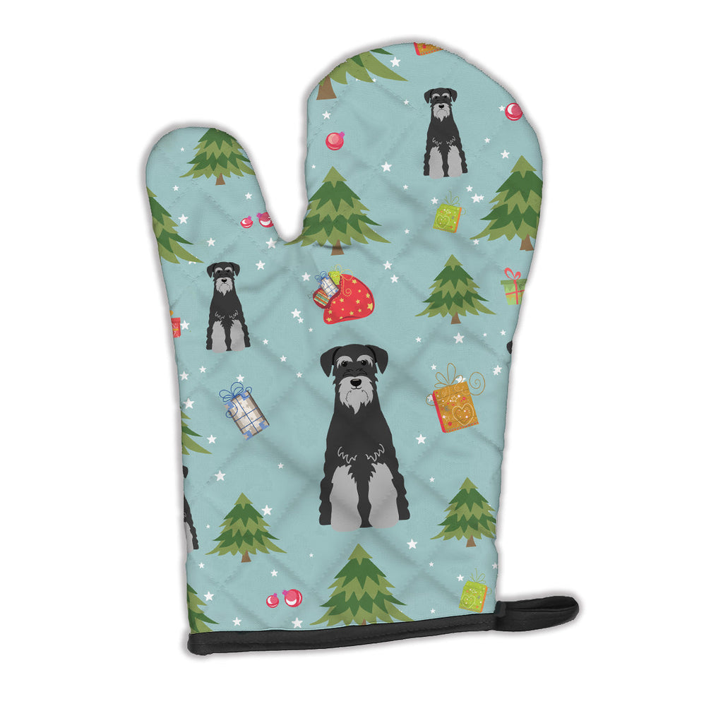 Christmas Standard Schnauzer Black Grey Oven Mitt Heat Resistant Thick Oven Mitt for Hot Pans and Oven, Kitchen Mitt Protect Hands, Cooking Baking Glove