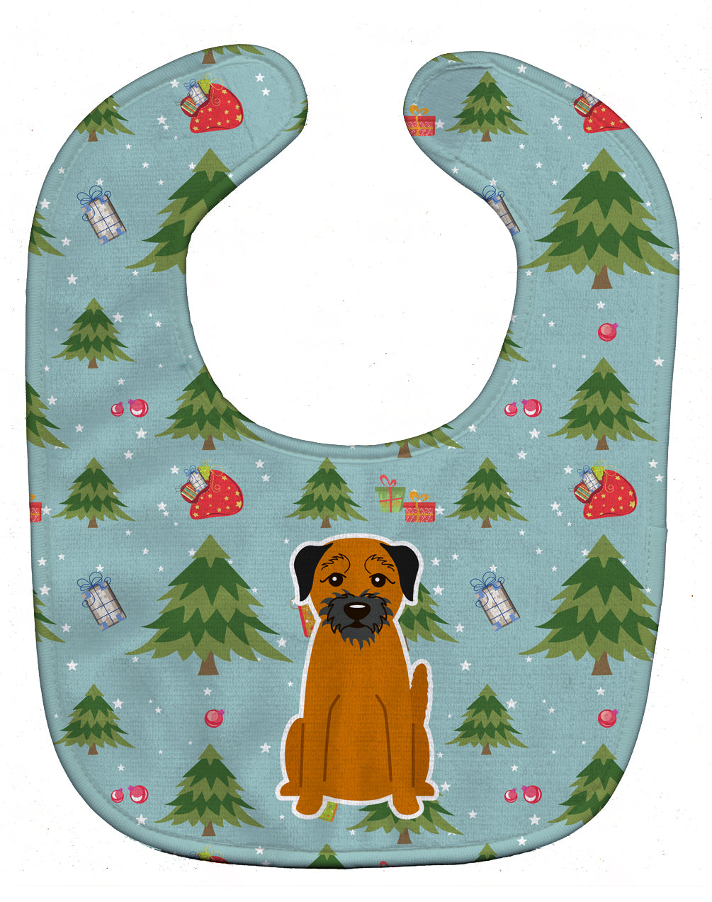 Christmas Border Terrier Baby Bib Easy-Clean Baby Bib Baby Feeding Accessory Baby Mealtime Essential, 10 x 13, Multicolor