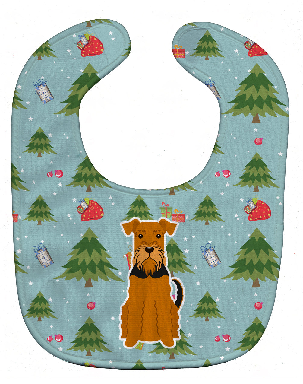 Christmas Airedale Baby Bib Easy-Clean Baby Bib Baby Feeding Accessory Baby Mealtime Essential, 10 x 13, Multicolor