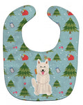 Christmas White German Shepherd Baby Bib Easy-Clean Baby Bib Baby Feeding Accessory Baby Mealtime Essential, 10 x 13, Multicolor