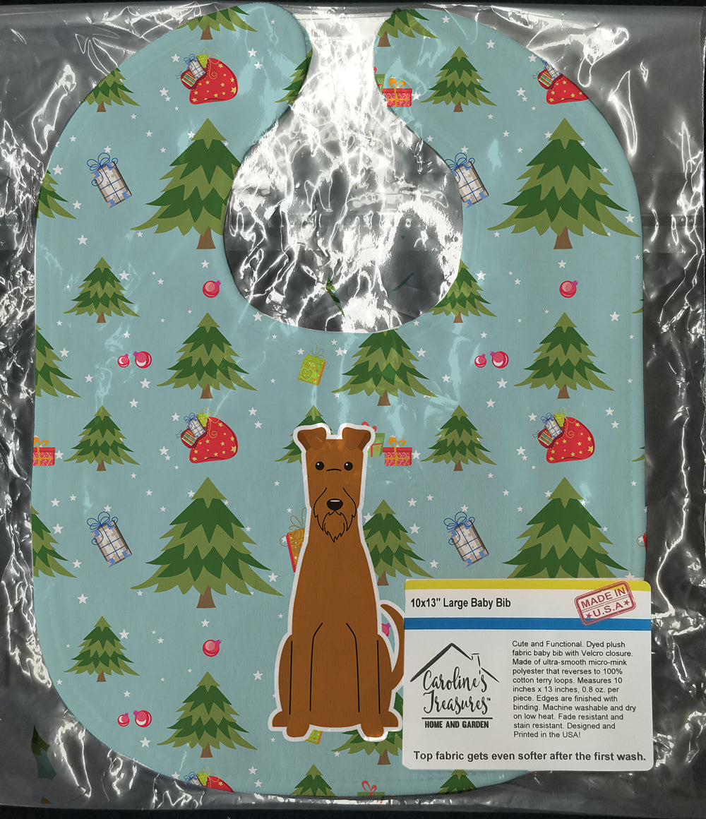 Christmas Irish Terrier Baby Bib Easy-Clean Baby Bib Baby Feeding Accessory Baby Mealtime Essential, 10 x 13, Multicolor
