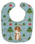 Christmas Brittany Spaniel Baby Bib Easy-Clean Baby Bib Baby Feeding Accessory Baby Mealtime Essential, 10 x 13, Multicolor