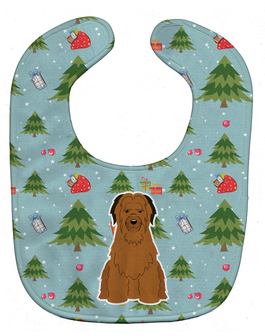 Christmas Briard Brown Baby Bib Easy-Clean Baby Bib Baby Feeding Accessory Baby Mealtime Essential, 10 x 13, Multicolor
