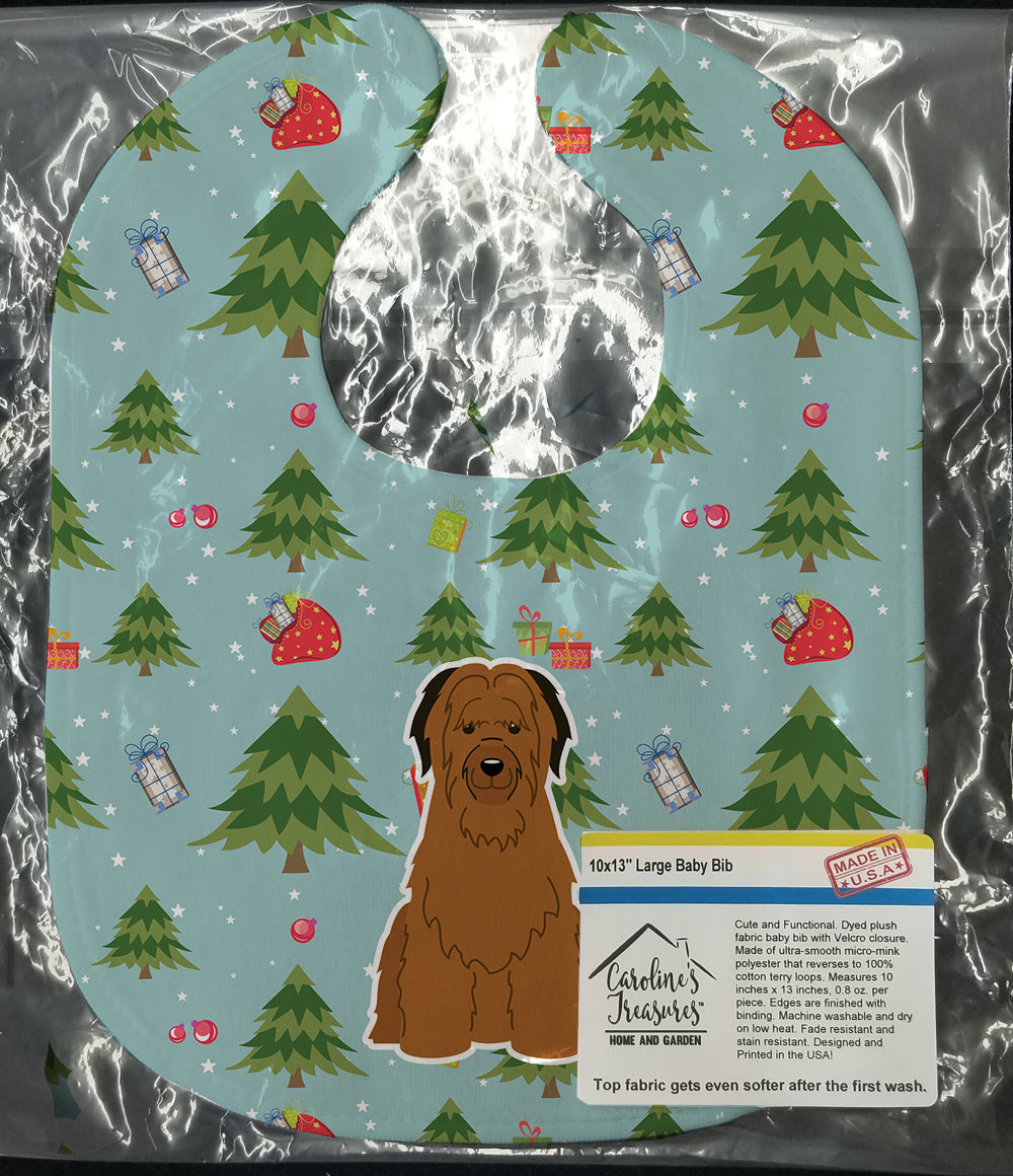 Christmas Briard Brown Baby Bib Easy-Clean Baby Bib Baby Feeding Accessory Baby Mealtime Essential, 10 x 13, Multicolor