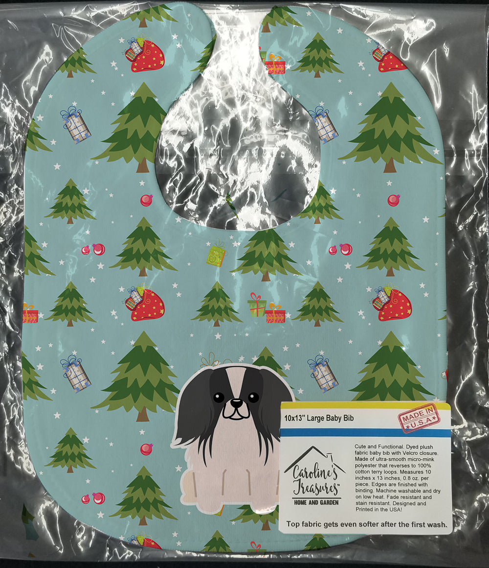 Christmas Pekingese Black White Baby Bib Easy-Clean Baby Bib Baby Feeding Accessory Baby Mealtime Essential, 10 x 13, Multicolor