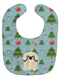 Christmas Pekingese Cream Baby Bib Easy-Clean Baby Bib Baby Feeding Accessory Baby Mealtime Essential, 10 x 13, Multicolor