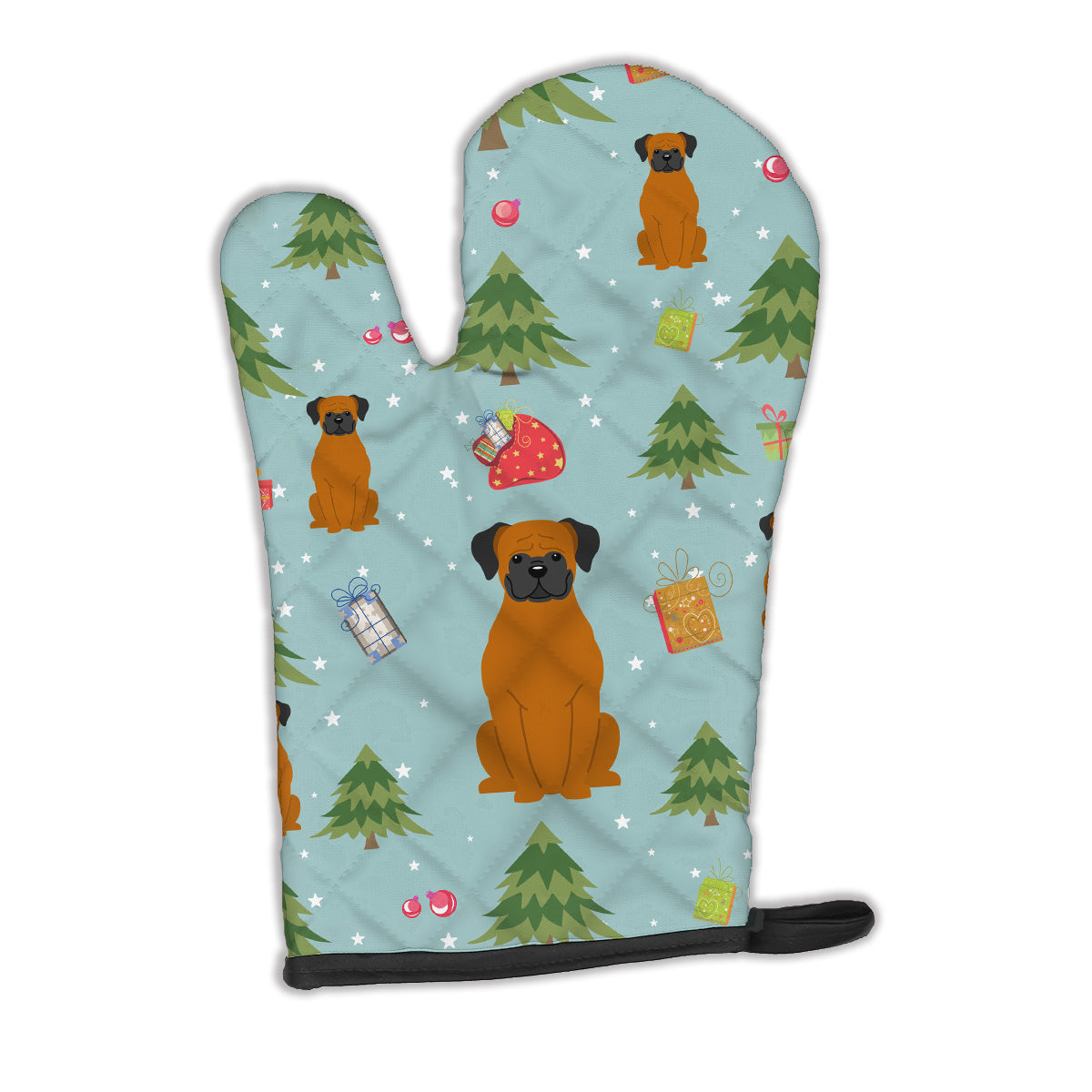 Christmas Fawn Boxer Oven Mitt Heat Resistant Thick Oven Mitt for Hot Pans and Oven, Kitchen Mitt Protect Hands, Cooking Baking Glove