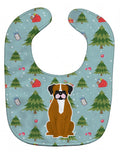 Christmas Flashy Fawn Boxer Baby Bib Easy-Clean Baby Bib Baby Feeding Accessory Baby Mealtime Essential, 10 x 13, Multicolor