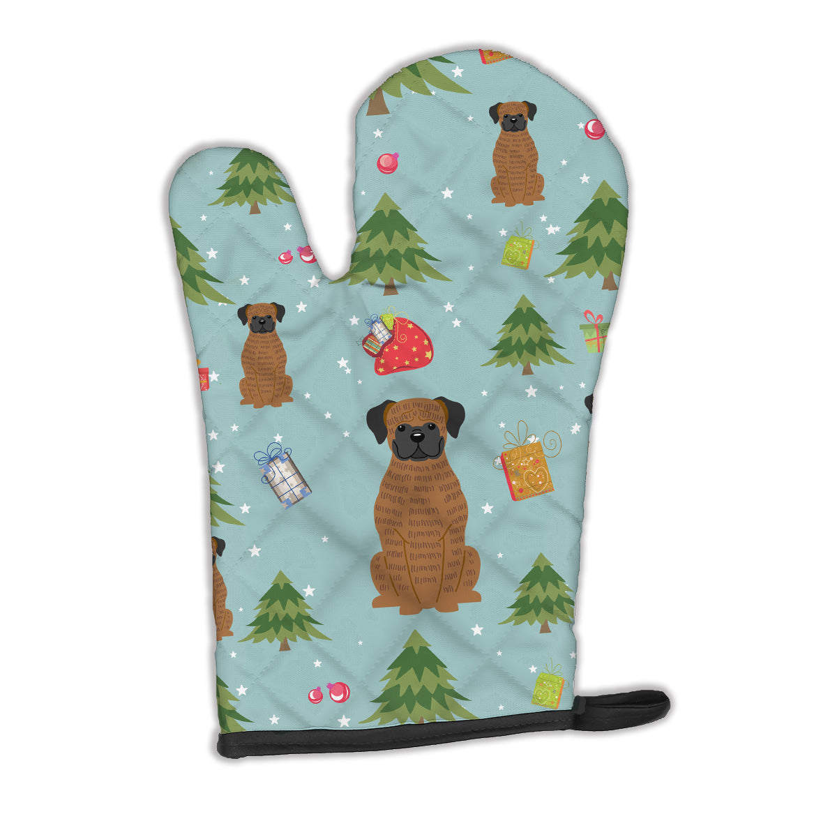 Christmas Brindle Boxer Oven Mitt Heat Resistant Thick Oven Mitt for Hot Pans and Oven, Kitchen Mitt Protect Hands, Cooking Baking Glove