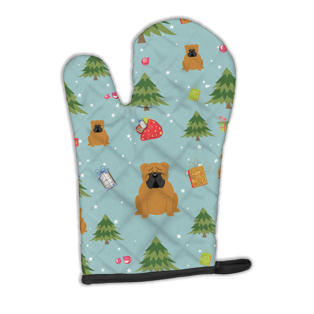 Christmas English Bulldog Red Oven Mitt Heat Resistant Thick Oven Mitt for Hot Pans and Oven, Kitchen Mitt Protect Hands, Cooking Baking Glove