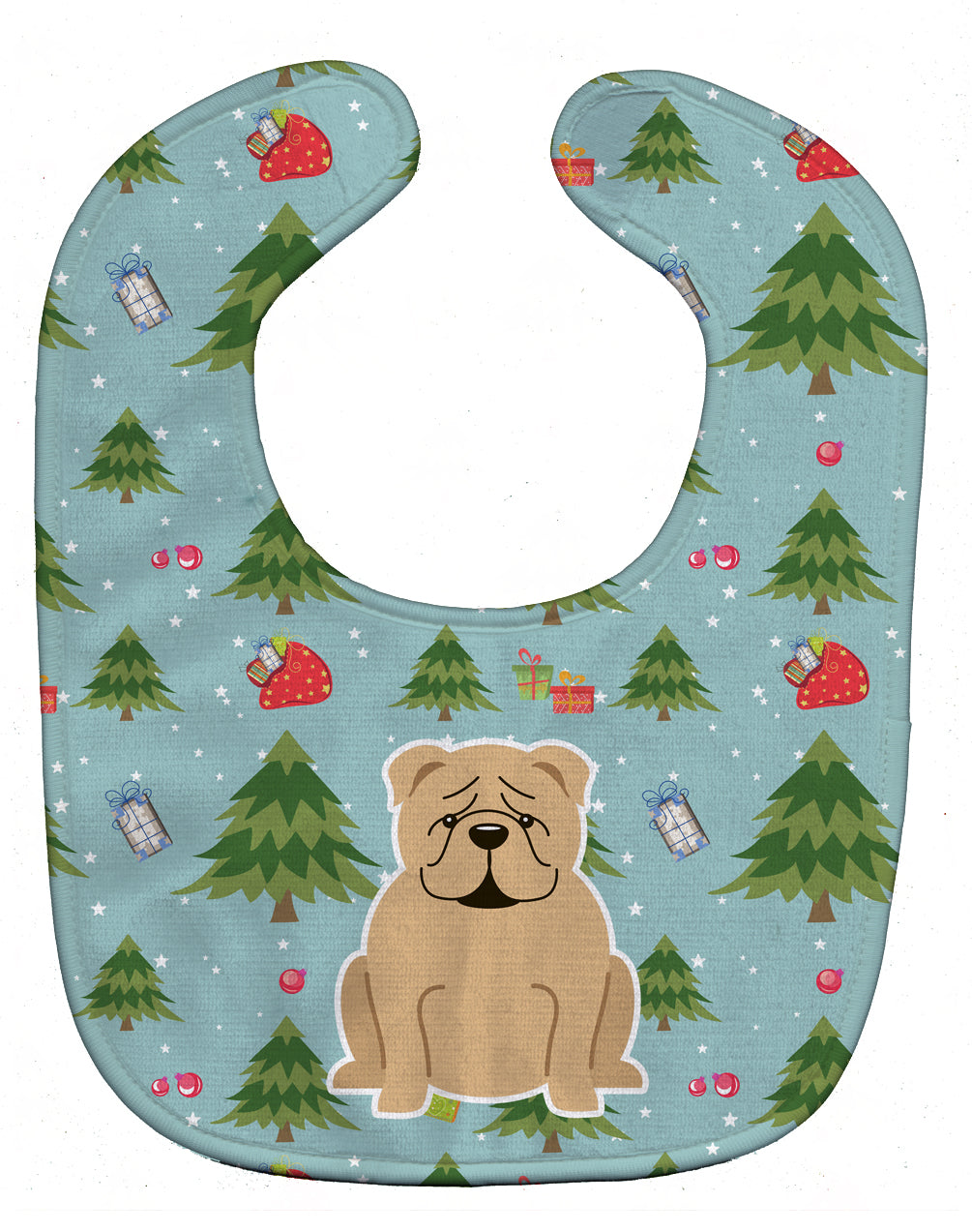 Christmas English Bulldog Fawn Baby Bib Easy-Clean Baby Bib Baby Feeding Accessory Baby Mealtime Essential, 10 x 13, Multicolor