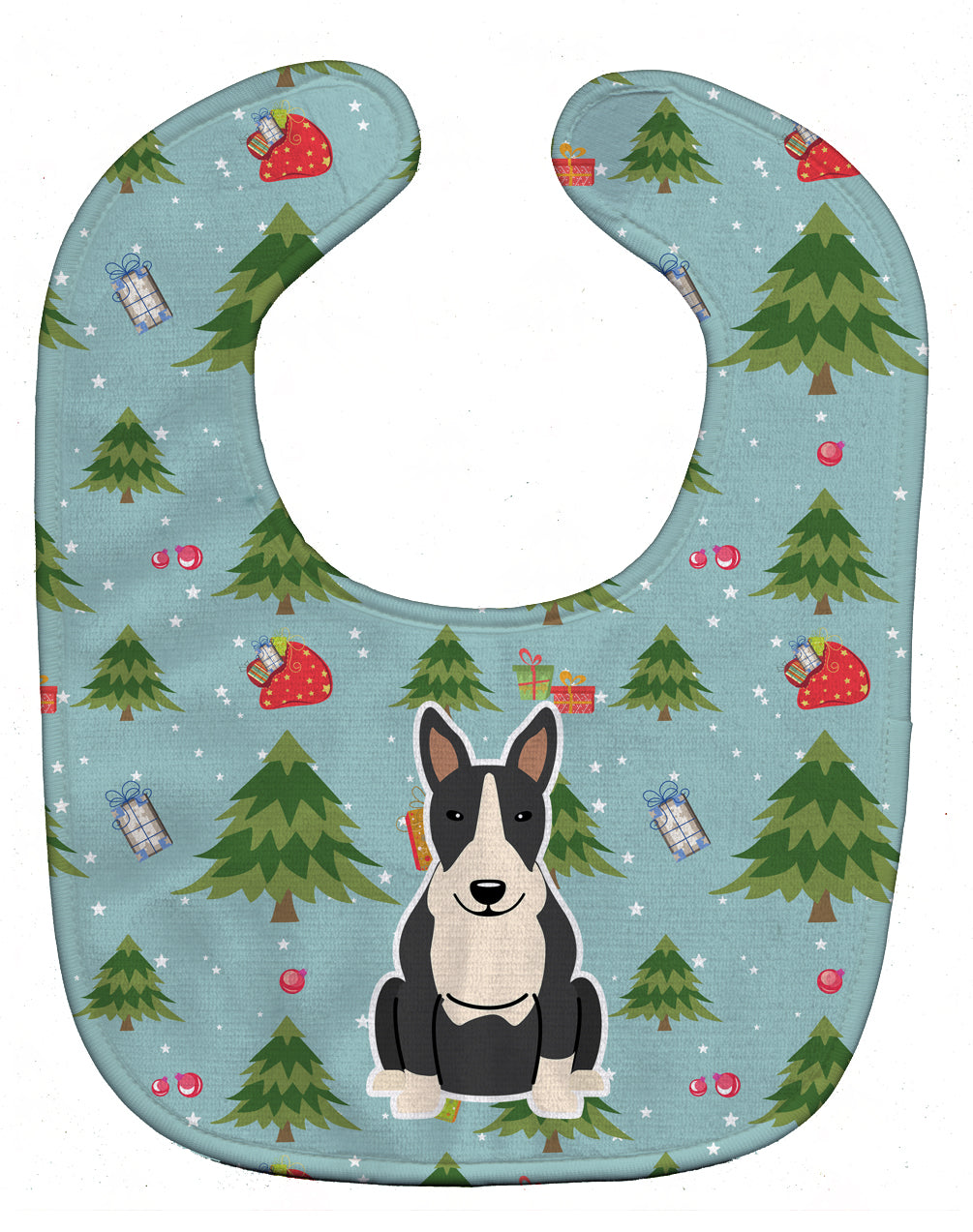 Christmas Bull Terrier Black White Baby Bib Easy-Clean Baby Bib Baby Feeding Accessory Baby Mealtime Essential, 10 x 13, Multicolor