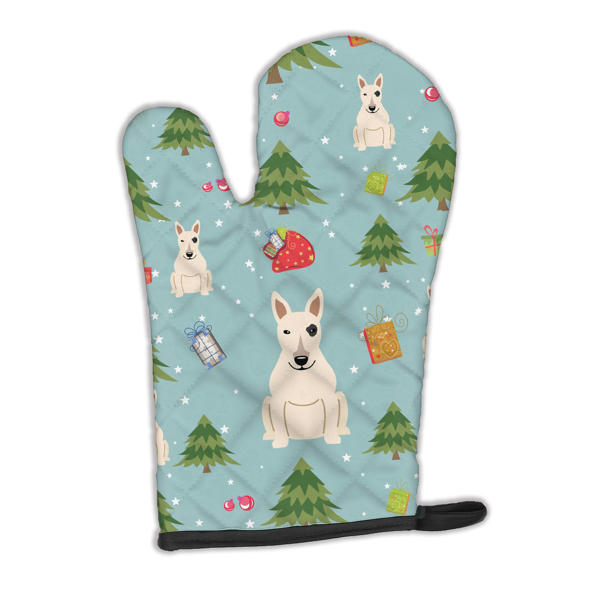 Christmas Bull Terrier White Oven Mitt Heat Resistant Thick Oven Mitt for Hot Pans and Oven, Kitchen Mitt Protect Hands, Cooking Baking Glove