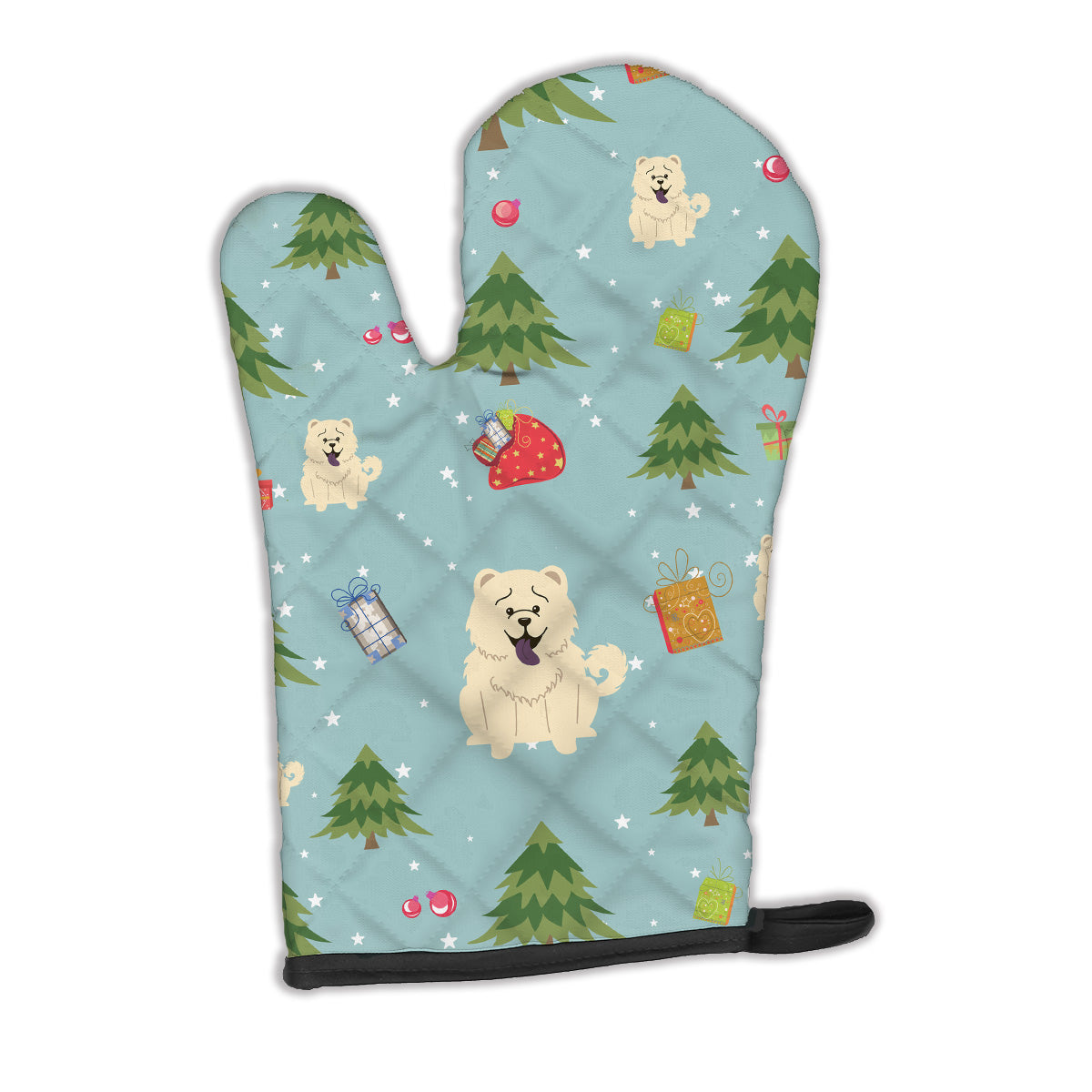 Christmas Chow Chow White Oven Mitt Heat Resistant Thick Oven Mitt for Hot Pans and Oven, Kitchen Mitt Protect Hands, Cooking Baking Glove