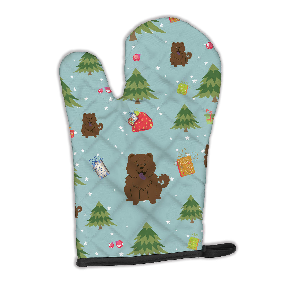 Christmas Chow Chow Chocolate Oven Mitt Heat Resistant Thick Oven Mitt for Hot Pans and Oven, Kitchen Mitt Protect Hands, Cooking Baking Glove