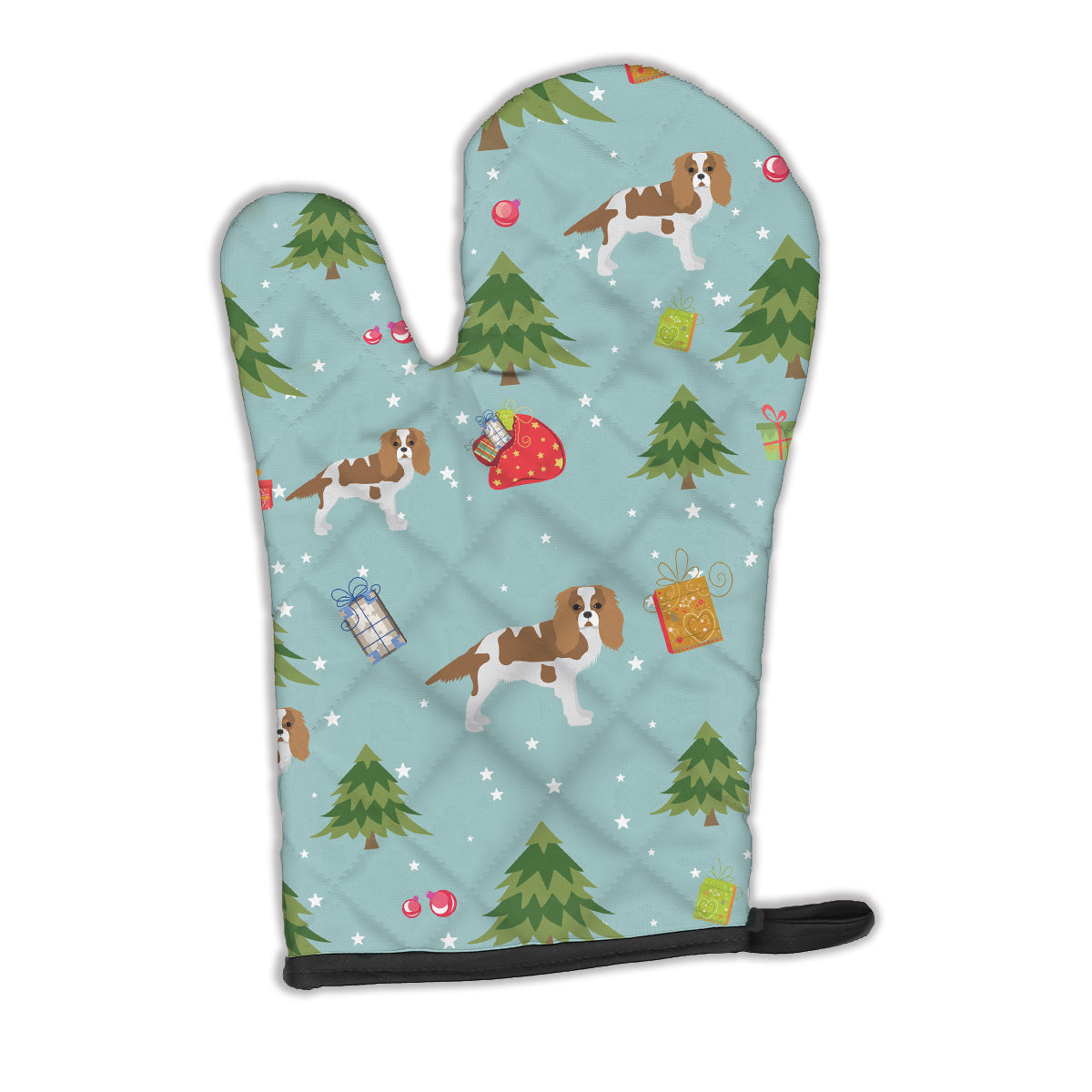Christmas Cavalier King Charles Spaniel Blenheim Oven Mitt Heat Resistant Thick Oven Mitt for Hot Pans and Oven, Kitchen Mitt Protect Hands, Cooking Baking Glove