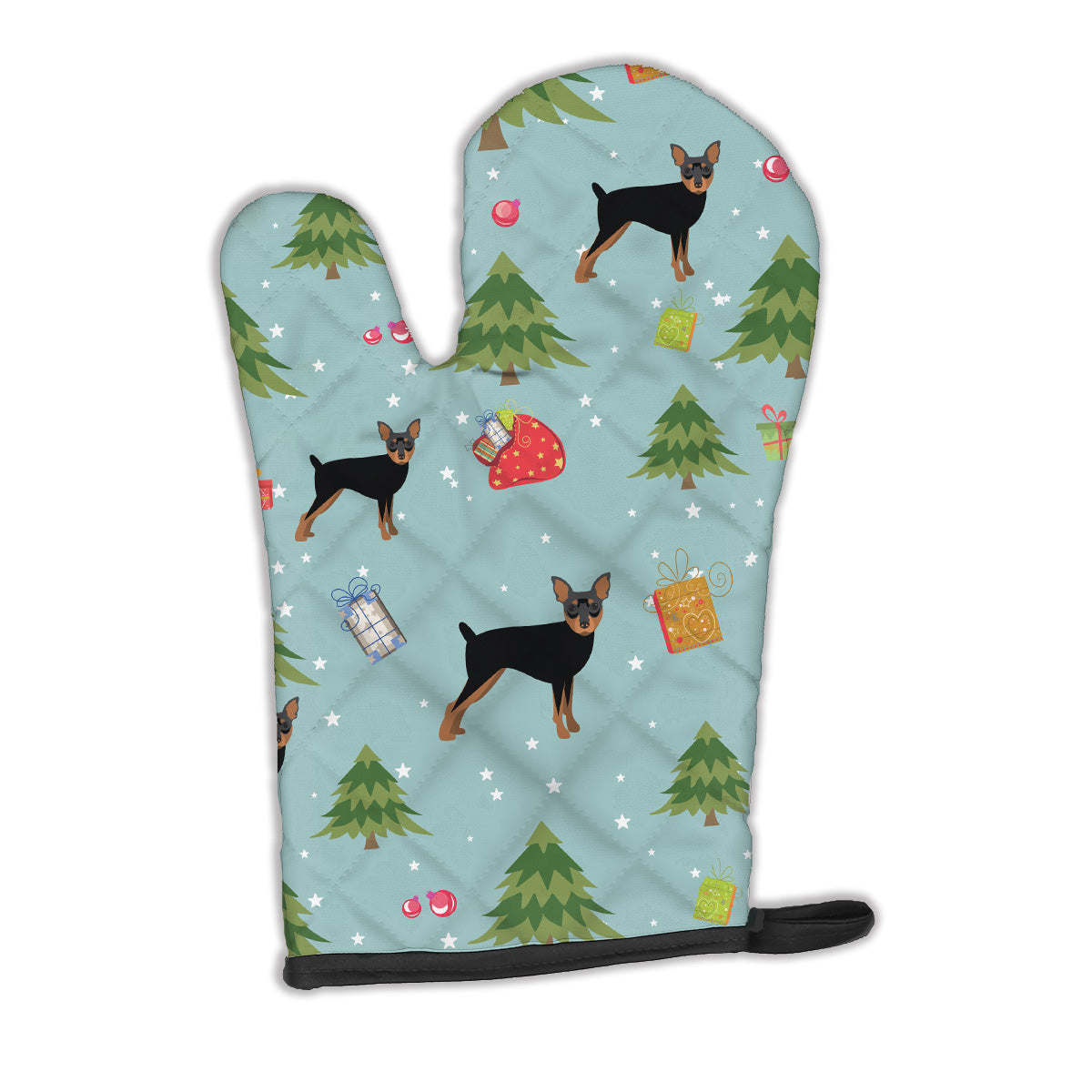Christmas Miniature Pinscher Oven Mitt Heat Resistant Thick Oven Mitt for Hot Pans and Oven, Kitchen Mitt Protect Hands, Cooking Baking Glove