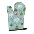 Christmas White Pomeranian Oven Mitt Heat Resistant Thick Oven Mitt for Hot Pans and Oven, Kitchen Mitt Protect Hands, Cooking Baking Glove