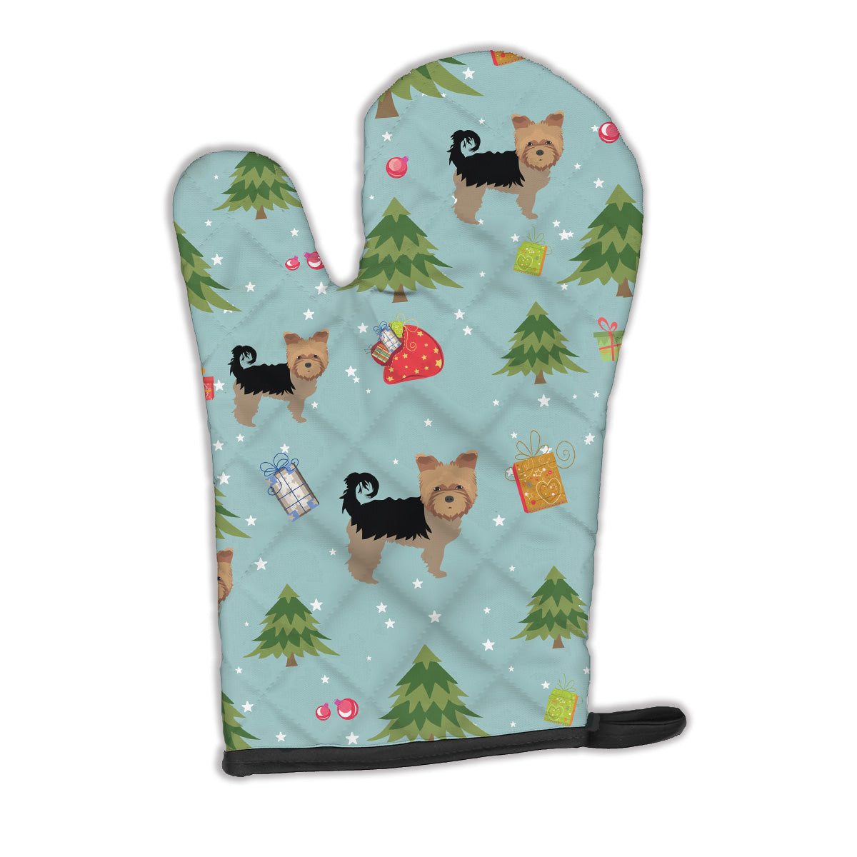 Christmas Yorkshire Terrier Oven Mitt Heat Resistant Thick Oven Mitt for Hot Pans and Oven, Kitchen Mitt Protect Hands, Cooking Baking Glove