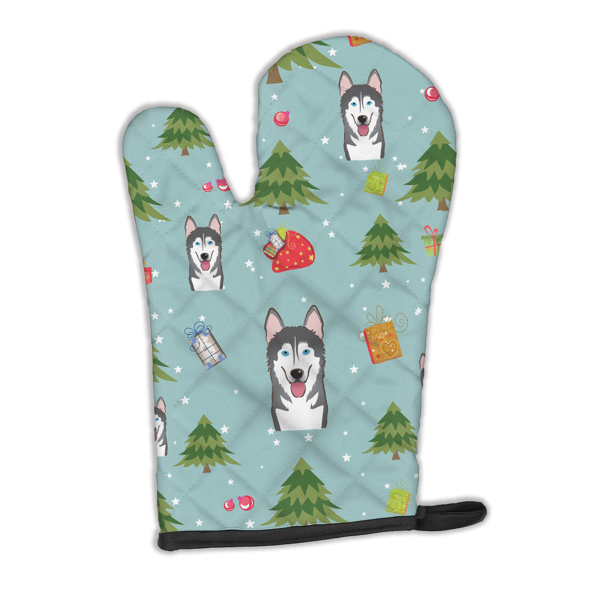 Christmas Alaskan Malamute Oven Mitt Heat Resistant Thick Oven Mitt for Hot Pans and Oven, Kitchen Mitt Protect Hands, Cooking Baking Glove