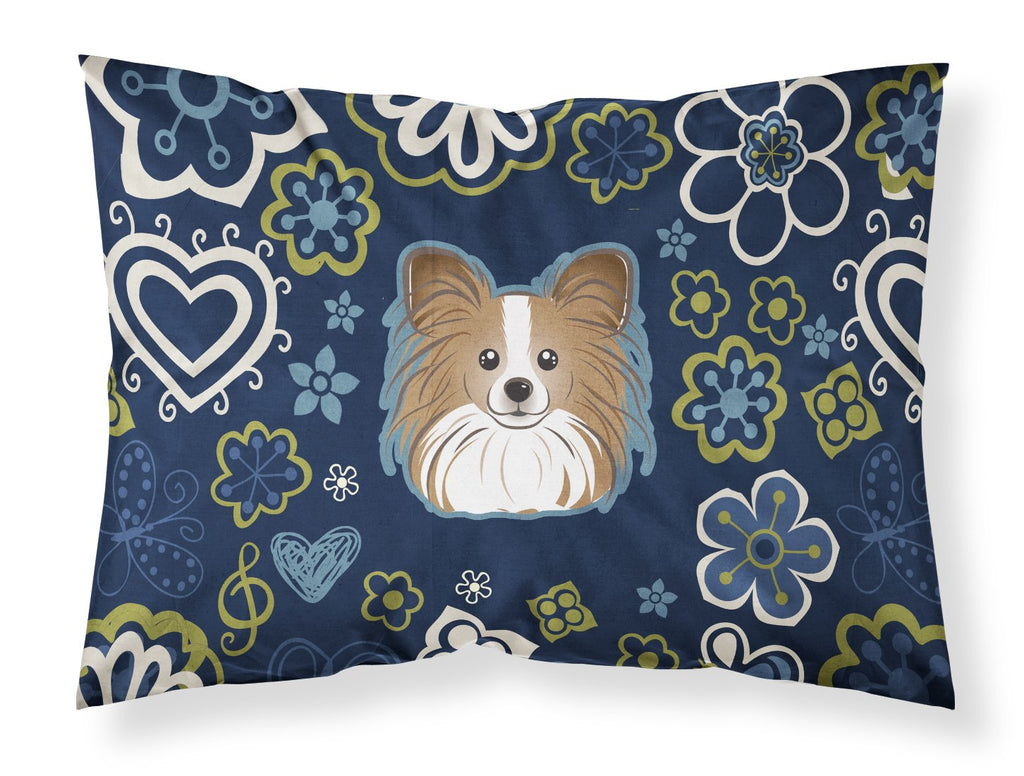 Blue Flowers Papillon Standard Pillowcase Lightweight Super Soft Easy Care Decorative Artwork Pillowcase, Standard