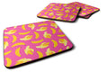 Bananas on Pink Foam Coasters Set of 4 Cup Coasters for Indoor Outdoor, Tabletop Protection, Anti Slip, Mouse pad Material