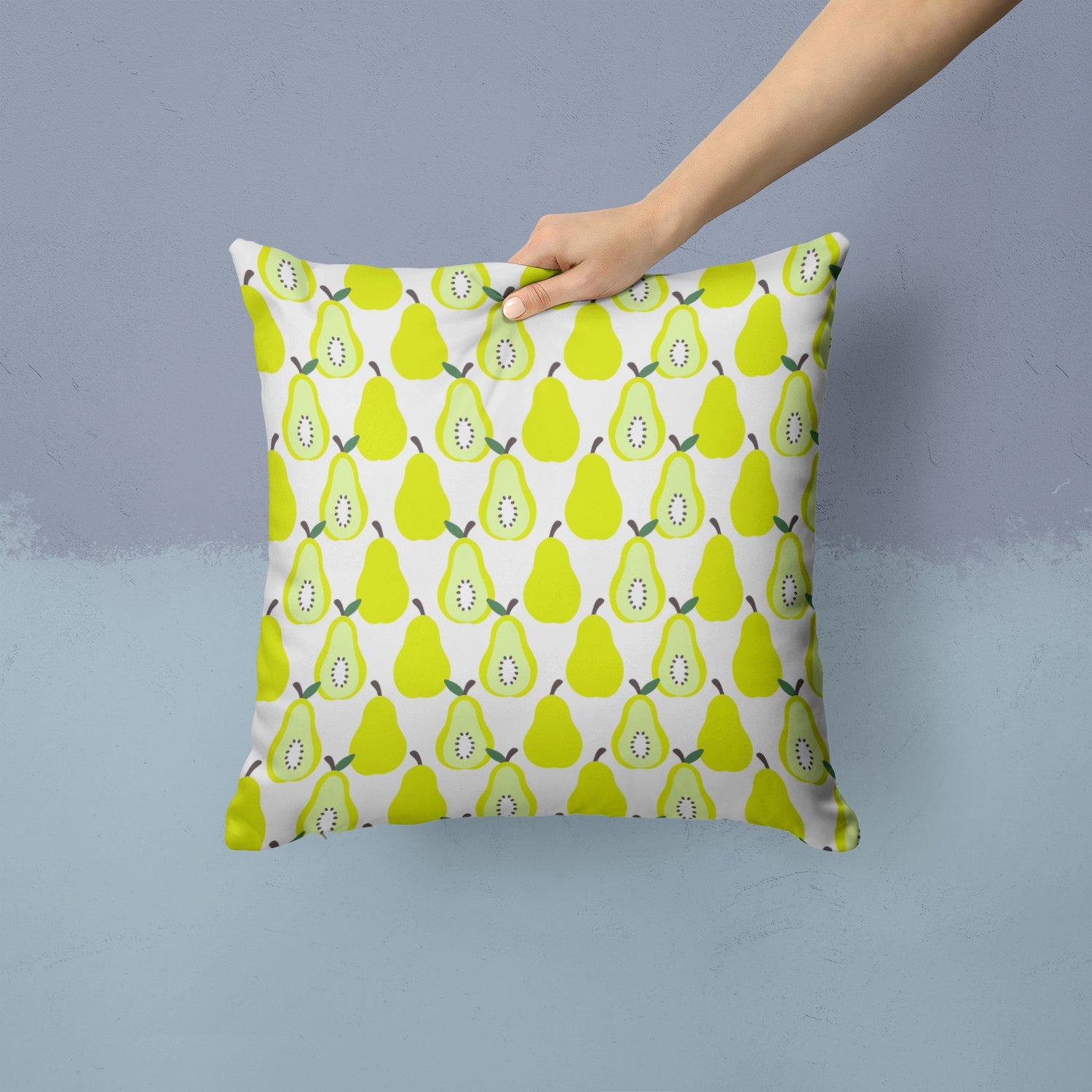Pears on White Decorative Throw Pillow 14x14 Indoor Outdoor Accent Cushion, Fabric Cover with Insert for Sofa, Bed, Porch & Living Room