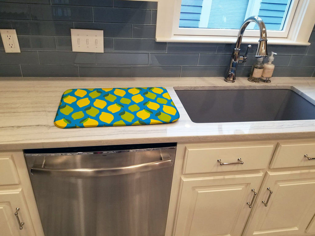 Lemons and Limes Dish Drying Mat Absorbent Dish Drying Mat Pad for Kitchen Counter Dish Drainer Mat for Countertop, 14 x 21", Multicolor