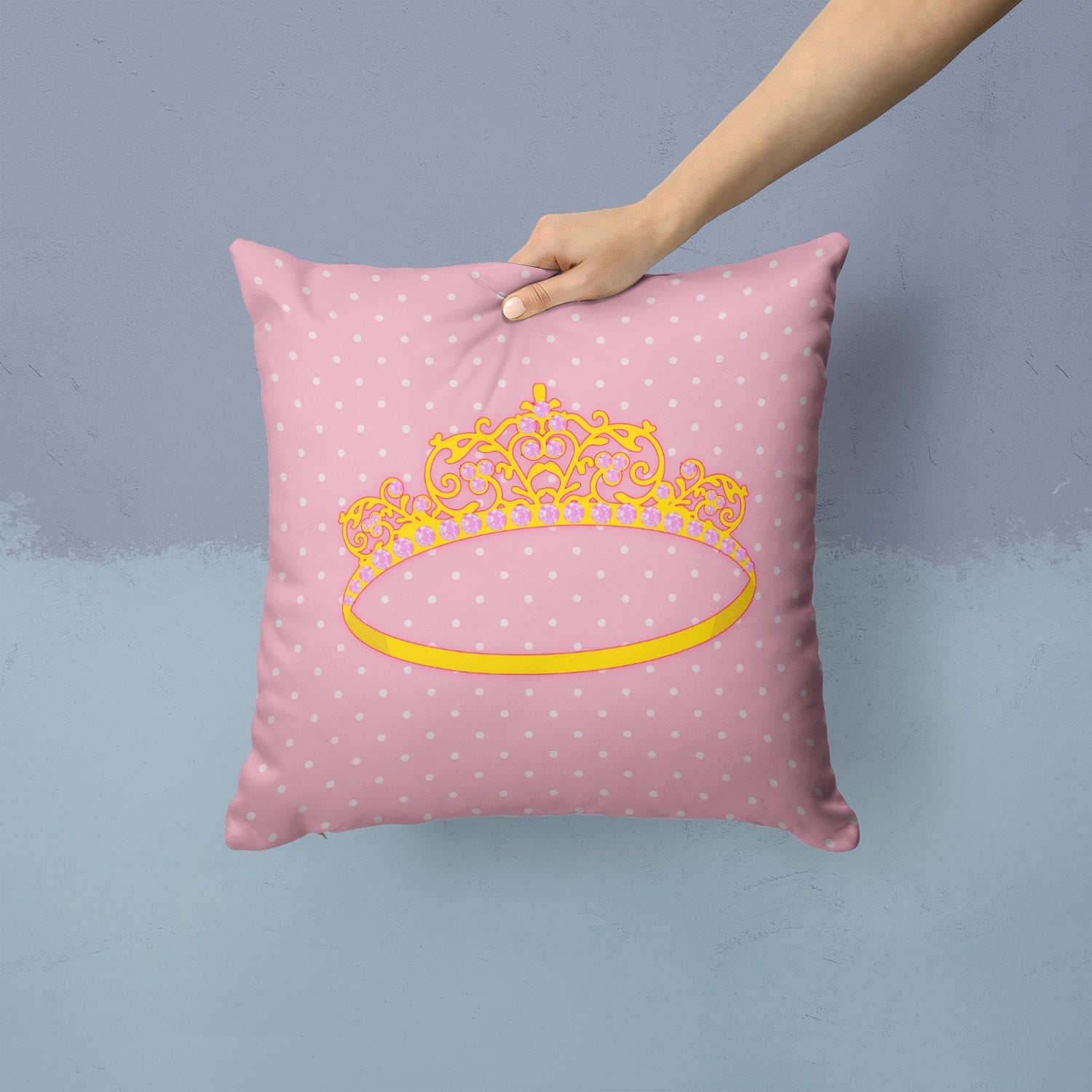 Ballerina Tiara Decorative Throw Pillow 14x14 Indoor Outdoor Accent Cushion, Fabric Cover with Insert for Sofa, Bed, Porch & Living Room