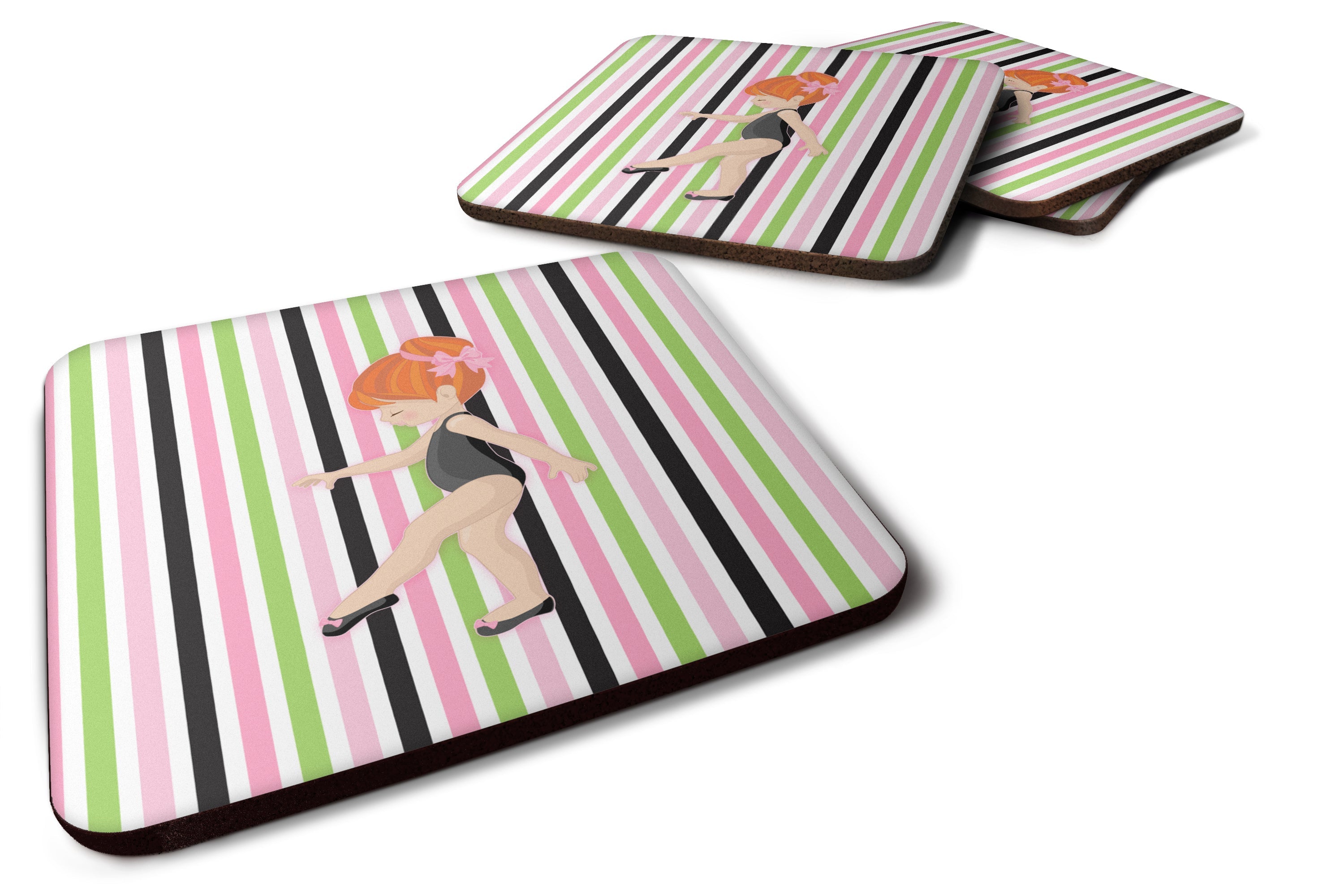 Ballerina Red Head Point Foam Coasters Set of 4 Cup Coasters for Indoor Outdoor, Tabletop Protection, Anti Slip, Mouse pad Material
