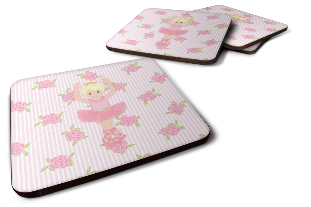Ballerina Blonde Front Pose Foam Coasters Set of 4 Cup Coasters for Indoor Outdoor, Tabletop Protection, Anti Slip, Mouse pad Material