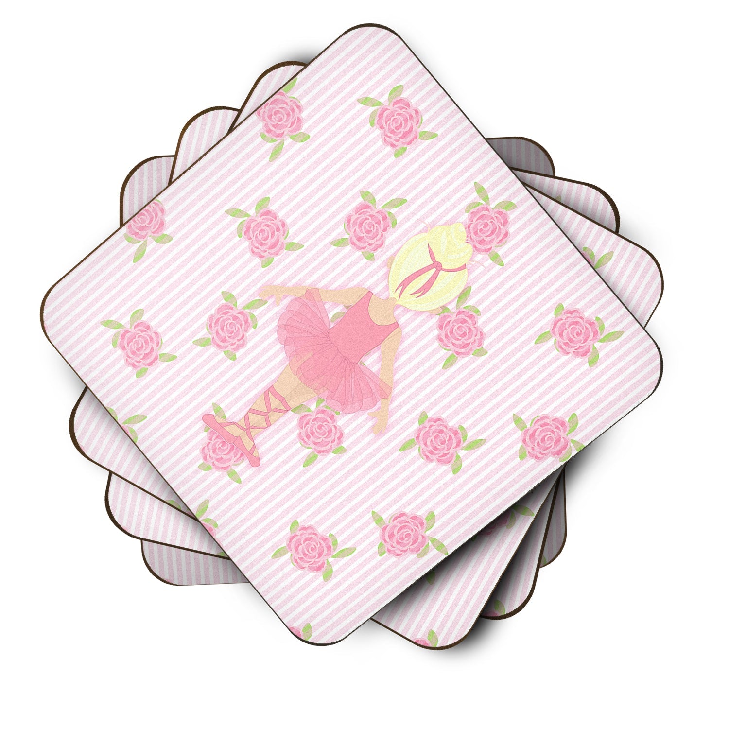 Ballerina Blonde Back Pose Foam Coasters Set of 4 Cup Coasters for Indoor Outdoor, Tabletop Protection, Anti Slip, Mouse pad Material