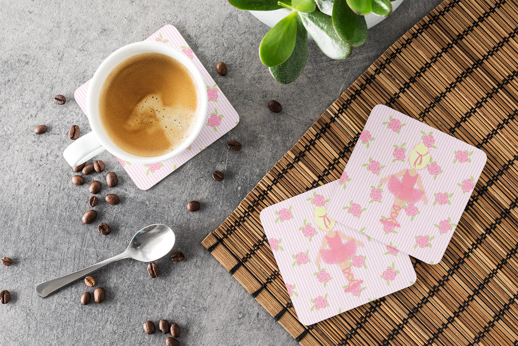 Ballerina Blonde Back Pose Foam Coasters Set of 4 Cup Coasters for Indoor Outdoor, Tabletop Protection, Anti Slip, Mouse pad Material