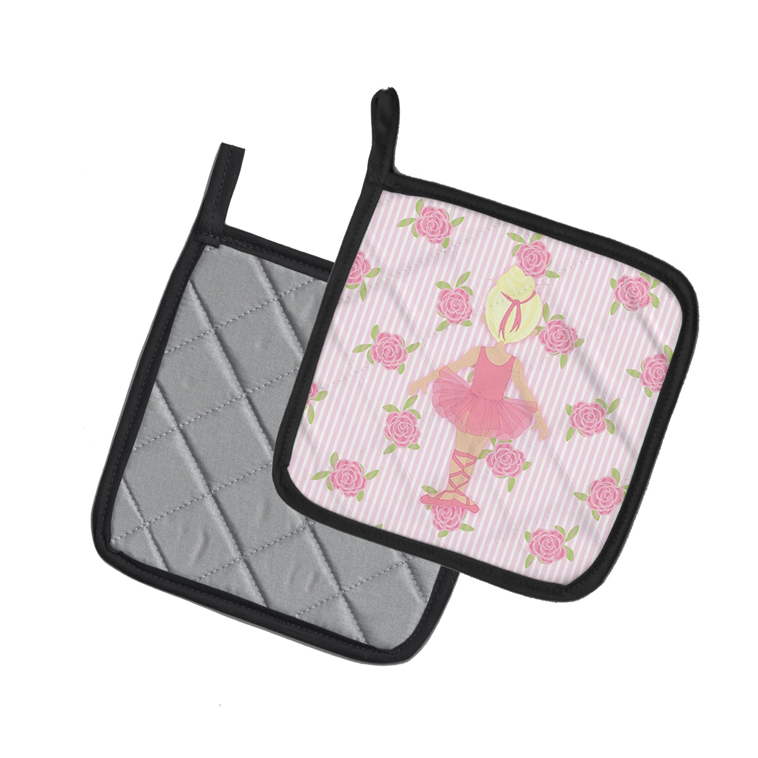 Ballerina Blonde Back Pose Pot Holder Set of 2 Heat Resistant Quilted Hot Pads 7.5 x 7.5 Inch, Insulated Kitchen Trivets for Cooking & Baking