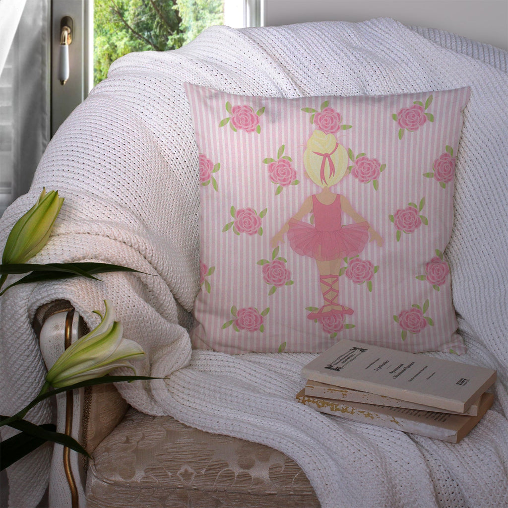 Ballerina Blonde Back Pose Decorative Throw Pillow 14x14 Indoor Outdoor Accent Cushion, Fabric Cover with Insert for Sofa, Bed, Porch & Living Room