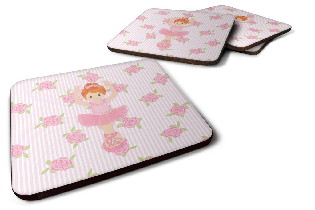 Ballerina Red Front Pose Foam Coasters Set of 4 Cup Coasters for Indoor Outdoor, Tabletop Protection, Anti Slip, Mouse pad Material