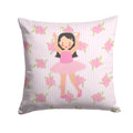 Ballerina Long Dark Hair Decorative Throw Pillow 14x14 Indoor Outdoor Accent Cushion, Fabric Cover with Insert for Sofa, Bed, Porch & Living Room