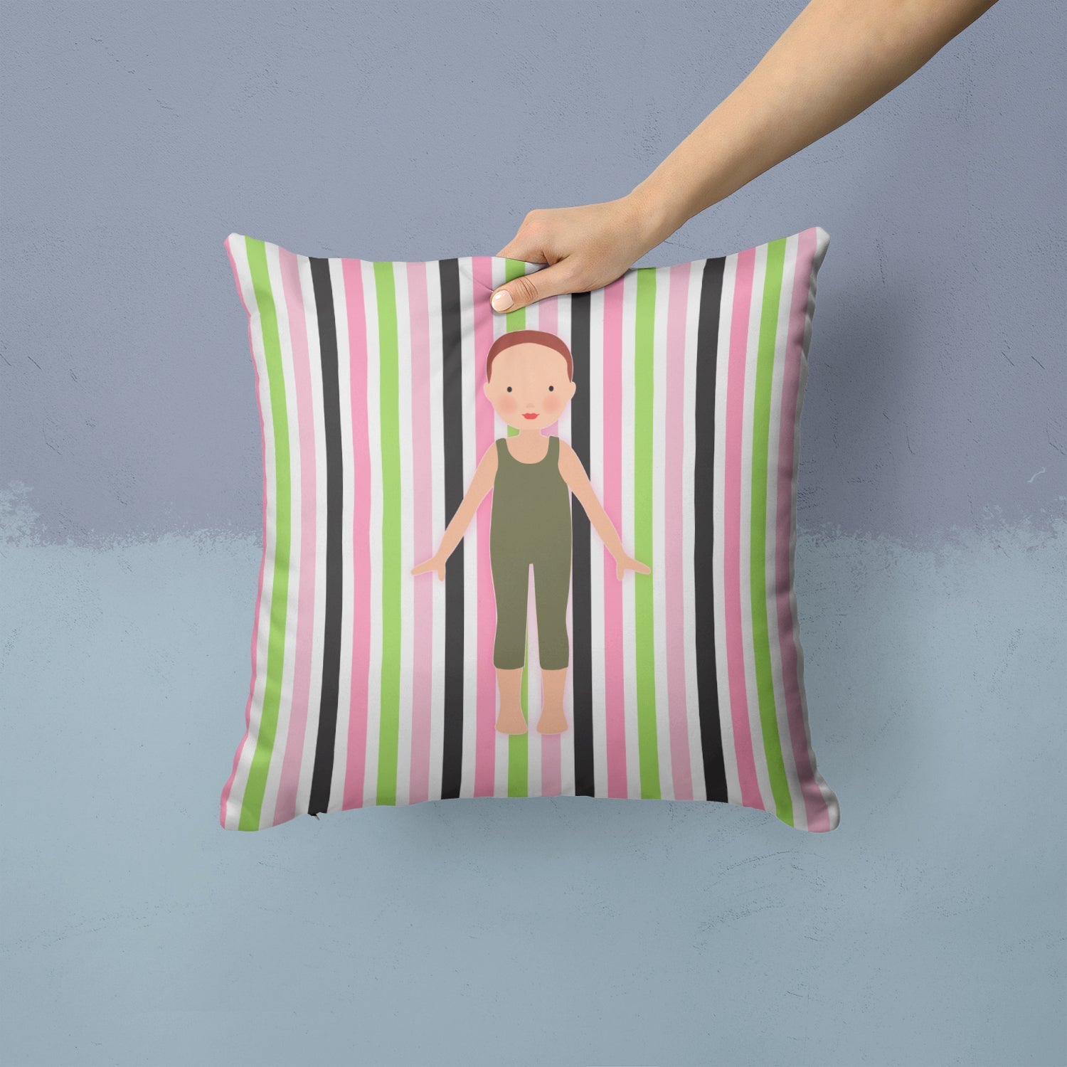 Dancer Bikatard Flexed Hands Decorative Throw Pillow 14x14 Indoor Outdoor Accent Cushion, Fabric Cover with Insert for Sofa, Bed, Porch & Living Room