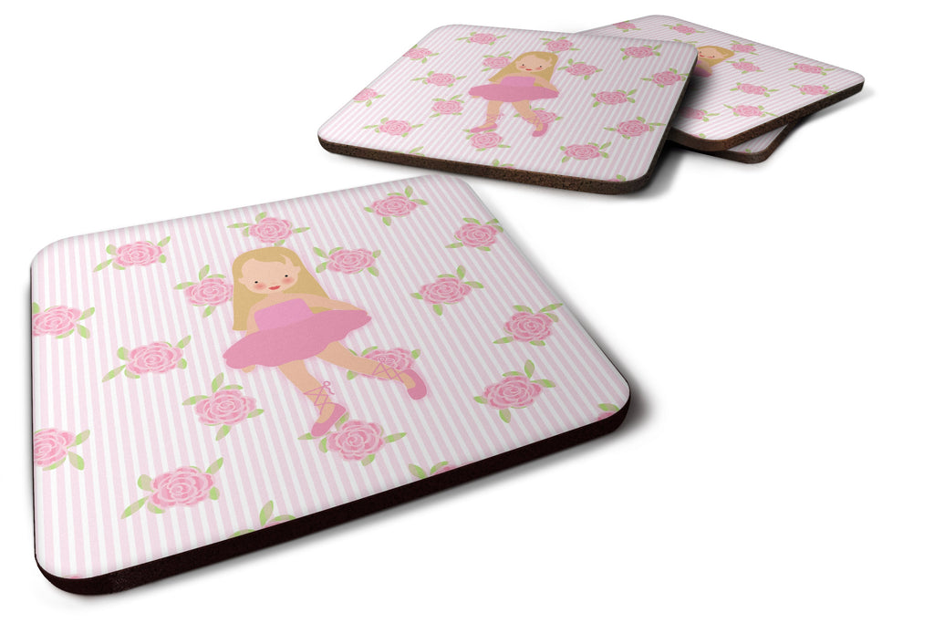 Ballerina Long Haired Blonde Foam Coasters Set of 4 Cup Coasters for Indoor Outdoor, Tabletop Protection, Anti Slip, Mouse pad Material